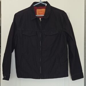 Mens Levis Black Flannel Lined Trucker Jacket